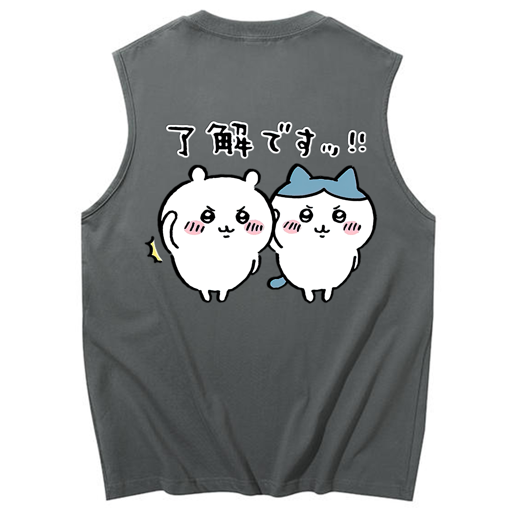 （画像用） ちいかわ ハチワレ Chii-kawa hachiware コットン100％タンクトップ（背面プリント）